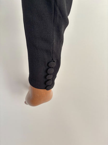 L | 1940s Black Crepe Dress With Appliqué Bodice