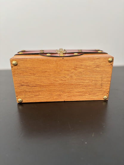 1960s Mr. R Wooden Treasure Chest Box Bag with Metal Studs