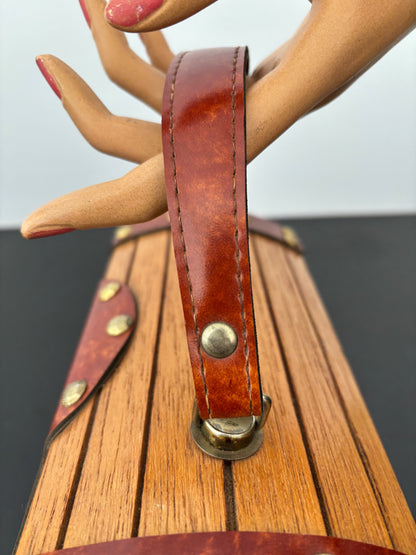 1960s Mr. R Wooden Treasure Chest Box Bag with Metal Studs