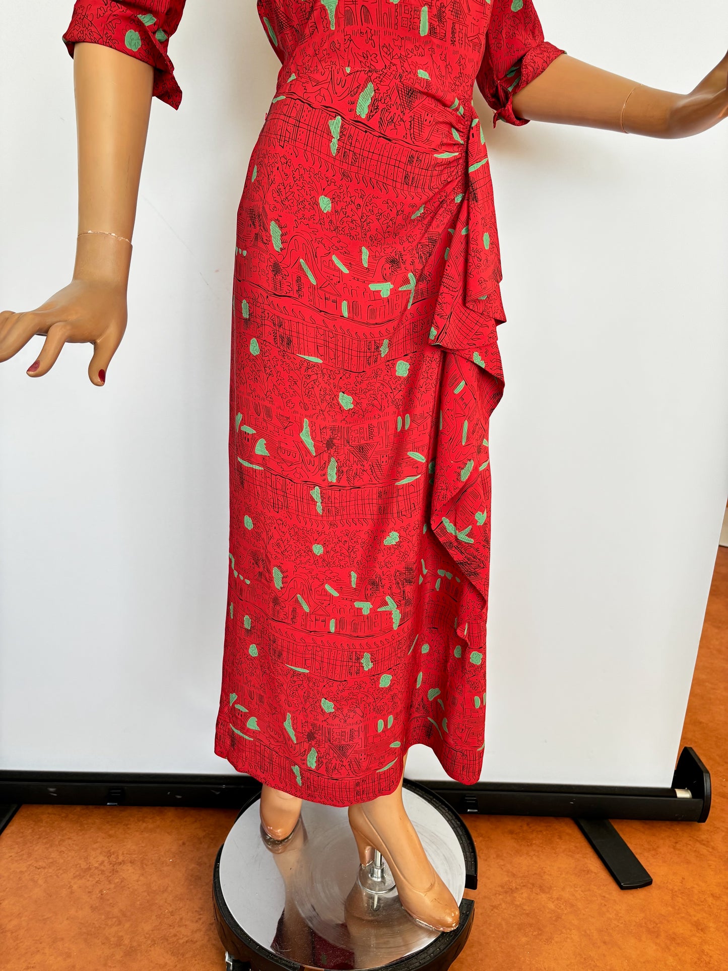 1940s Ellen Kaye Novelty Print Dress | XS/S