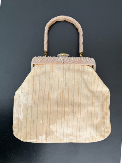 1950s Rialto New York Handbag with Carved Lucite Frame