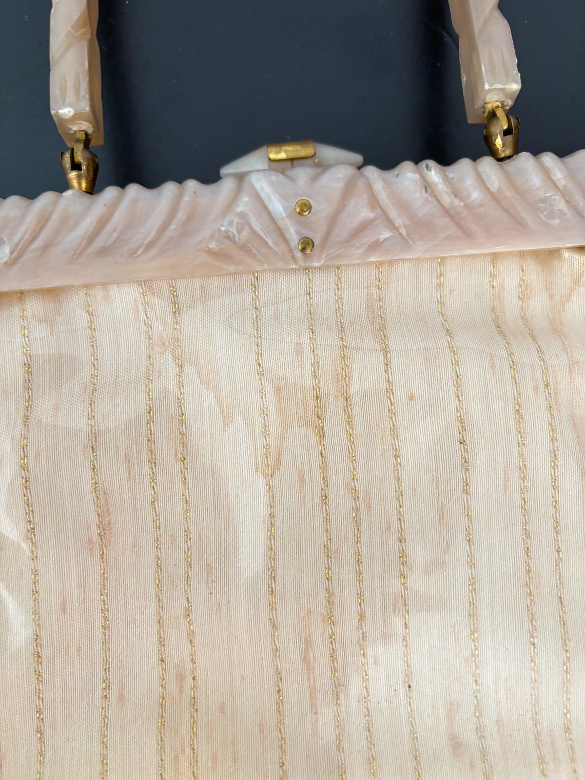 1950s Rialto New York Handbag with Carved Lucite Frame