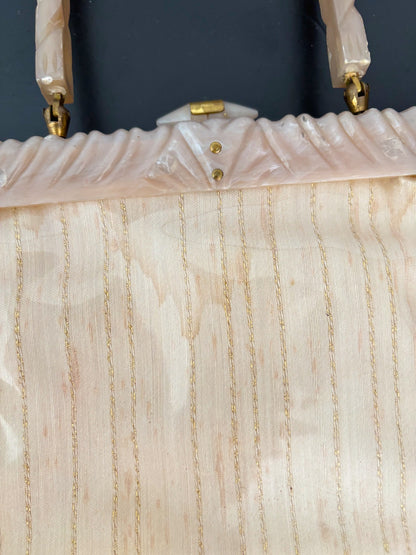 1950s Rialto New York Handbag with Carved Lucite Frame