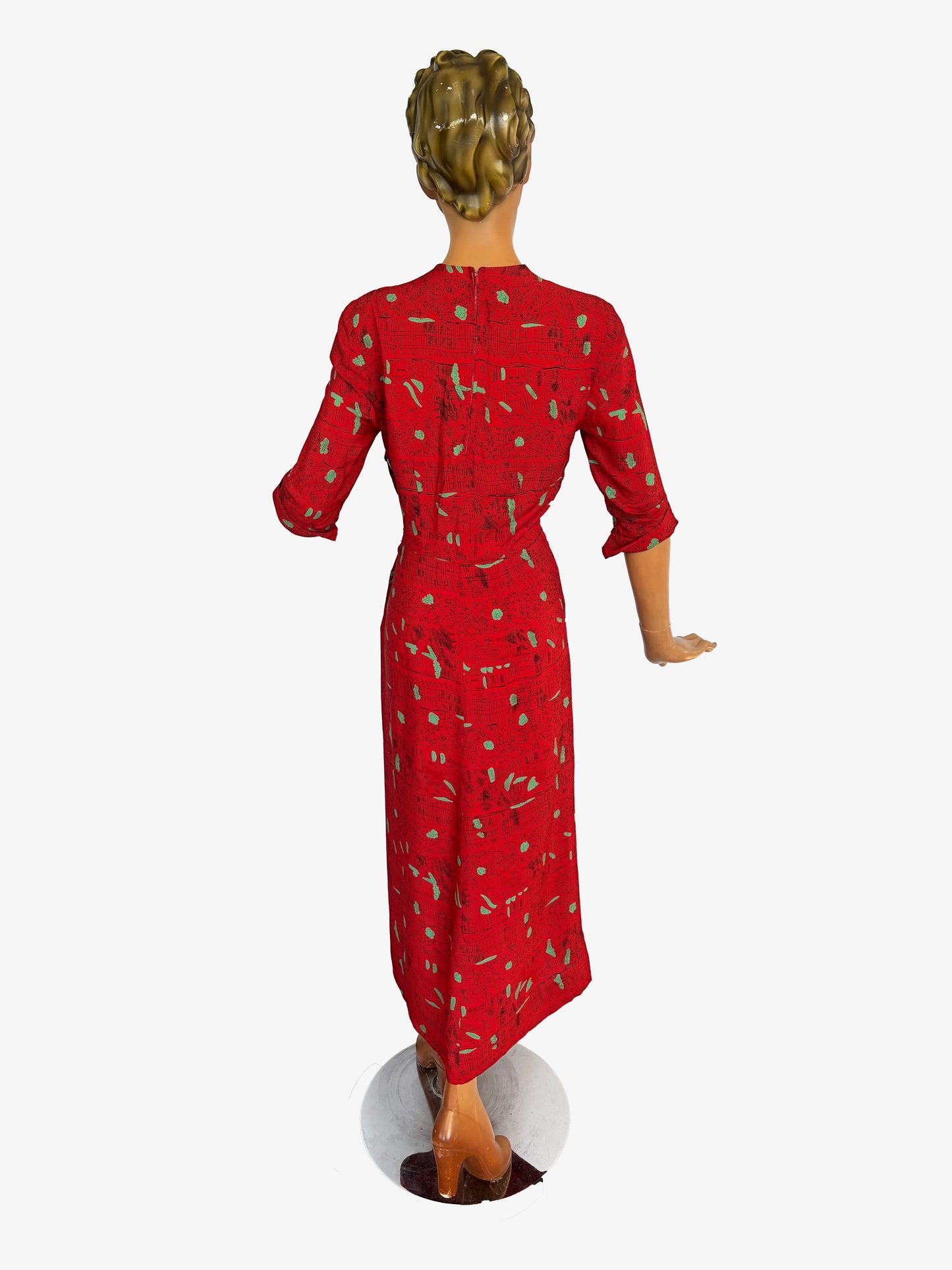 1940s Ellen Kaye Novelty Print Dress | XS/S