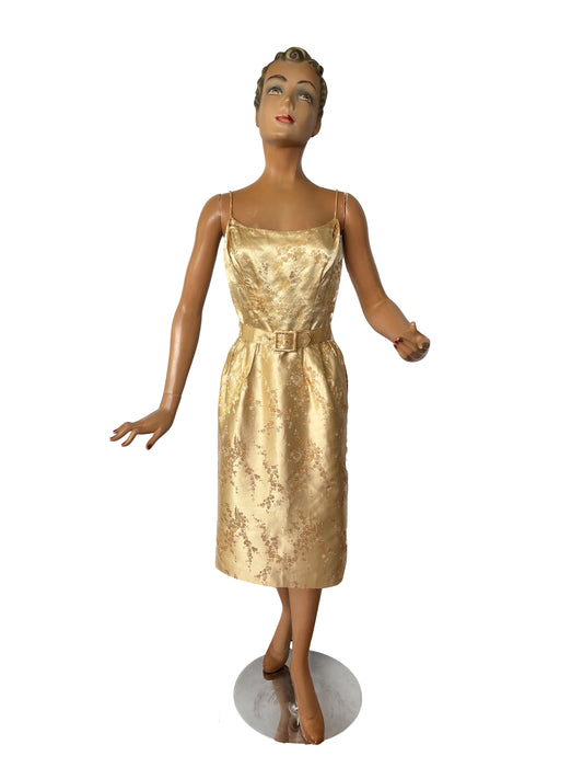 1950s Alfred Shaheen Brocade Dress | XS