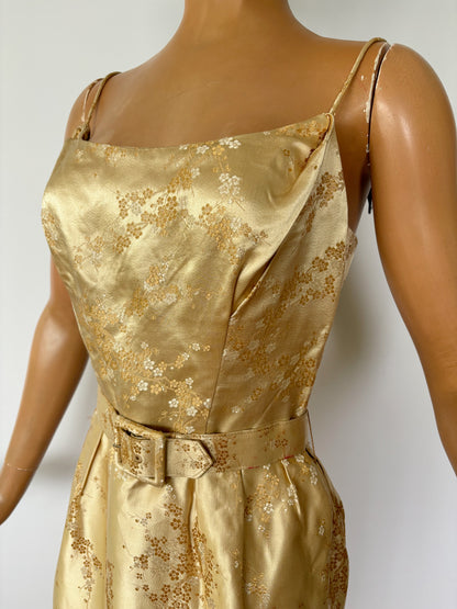 1950s Alfred Shaheen Brocade Dress | XS
