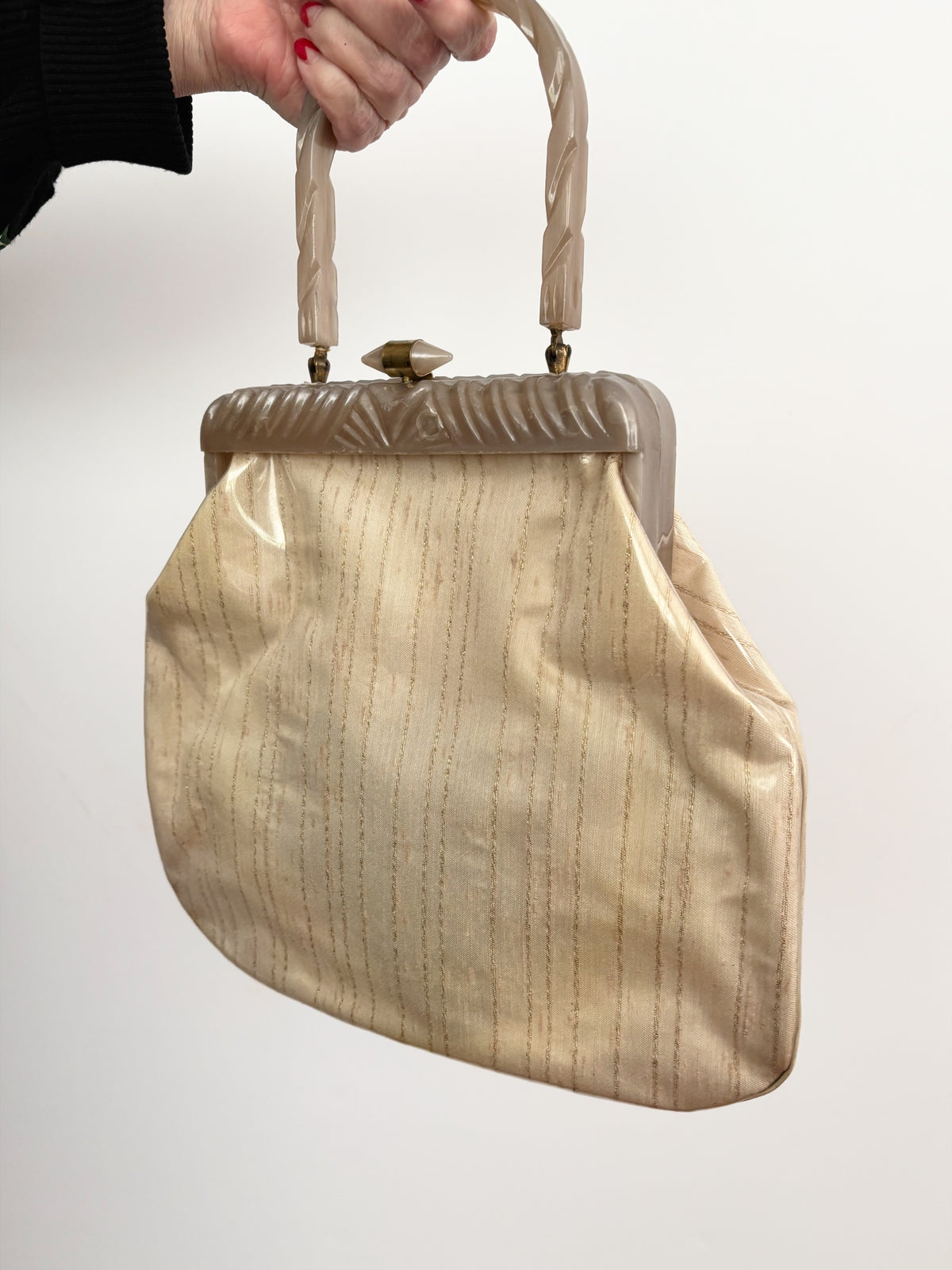 1950s Rialto New York Handbag with Carved Lucite Frame