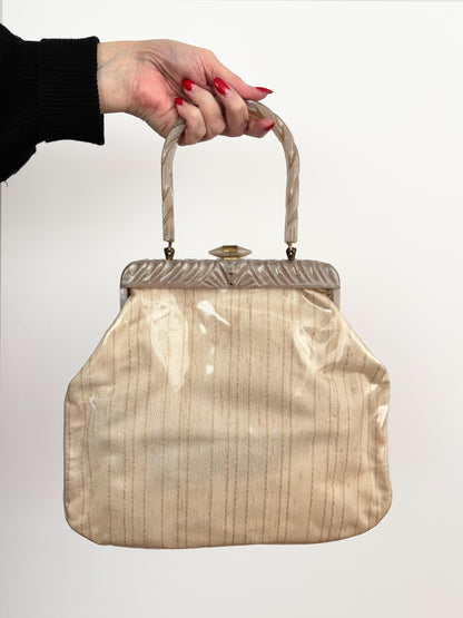 1950s Rialto New York Handbag with Carved Lucite Frame