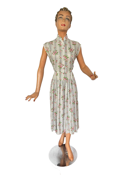 1950s Sleeveless Shirtwaist Dress | Large