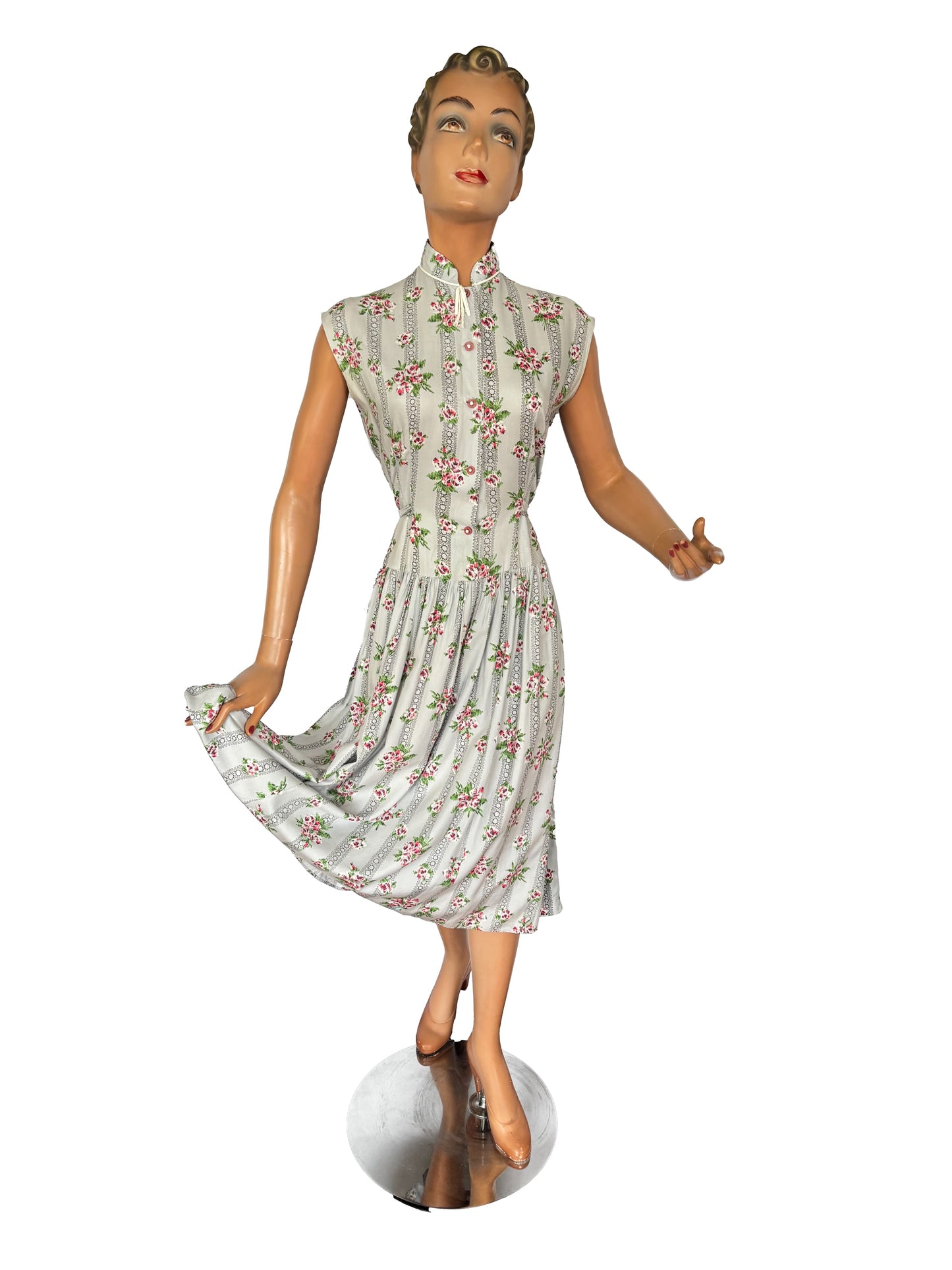1950s Sleeveless Shirtwaist Dress | Large