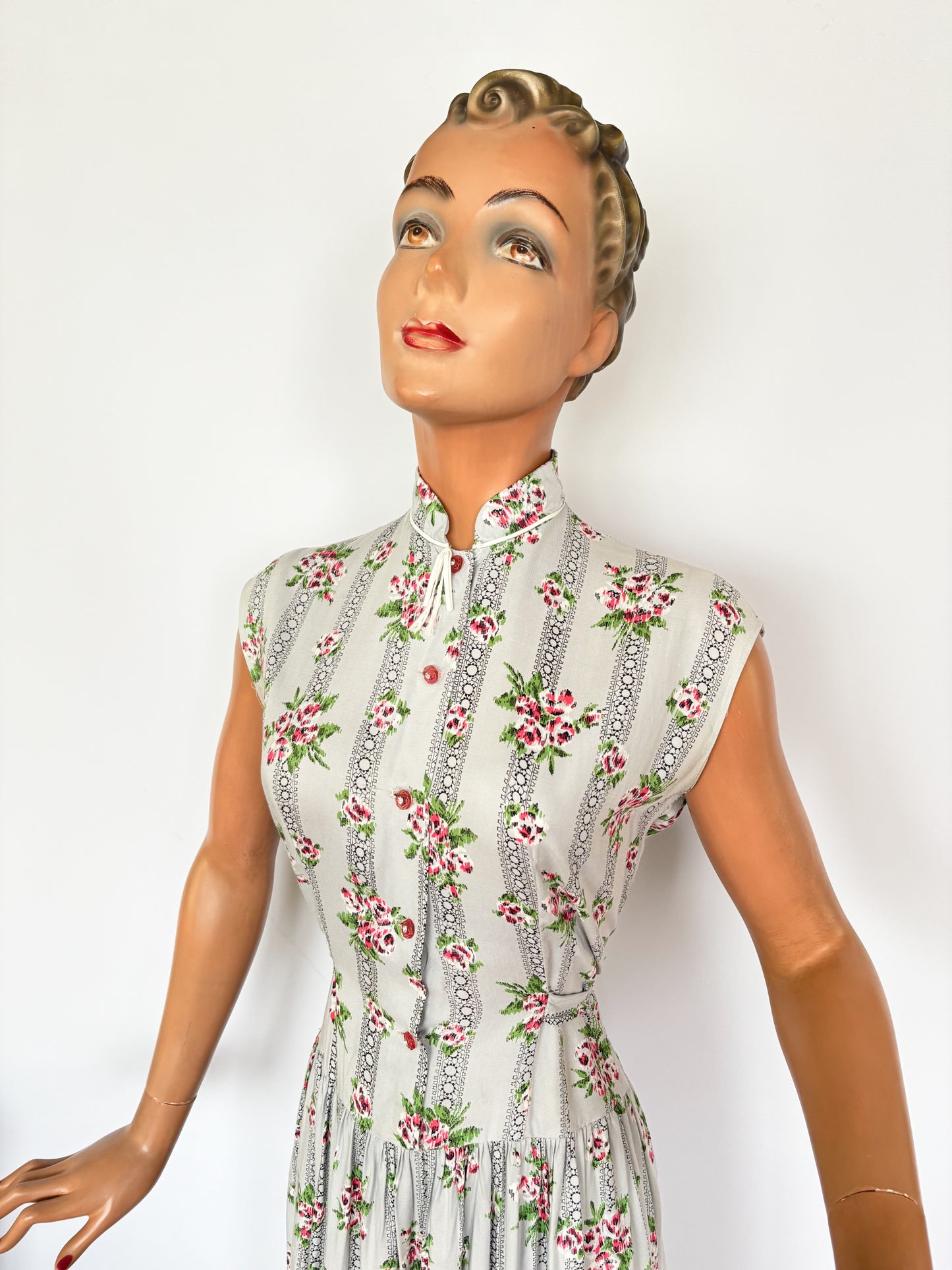 1950s Sleeveless Shirtwaist Dress | Large