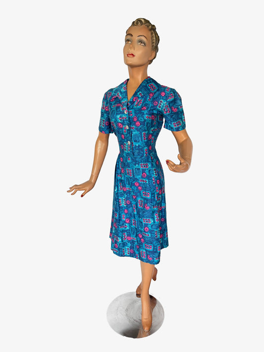 1950s Soft Cotton Shirtwaist Dress | Large