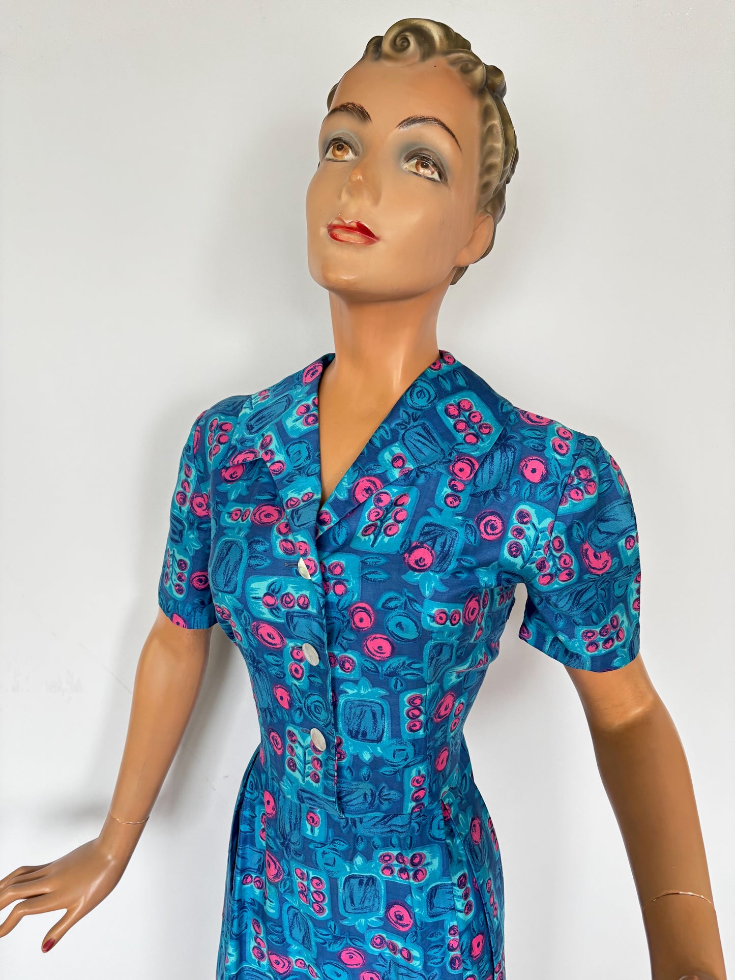 1950s Soft Cotton Shirtwaist Dress | Large