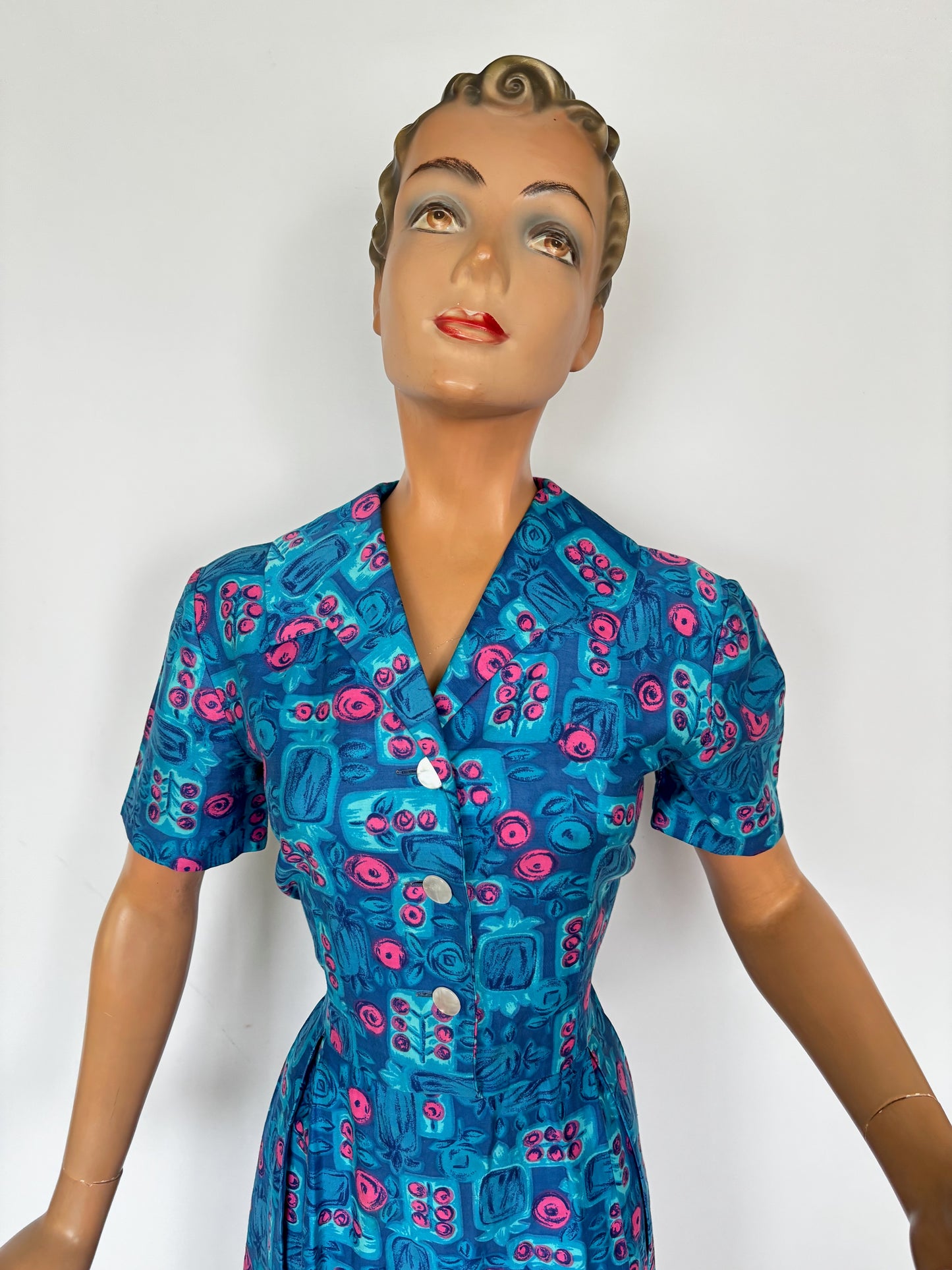 1950s Soft Cotton Shirtwaist Dress | Large