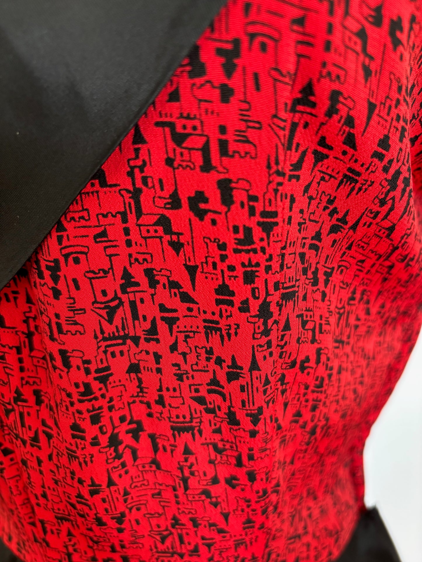 XS | 1940s Style Novelty Print Peplum Dress