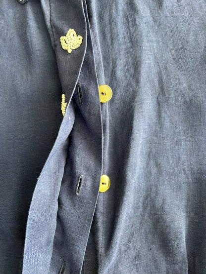 1940s/50s Linen Beaded Blouse | XS/S