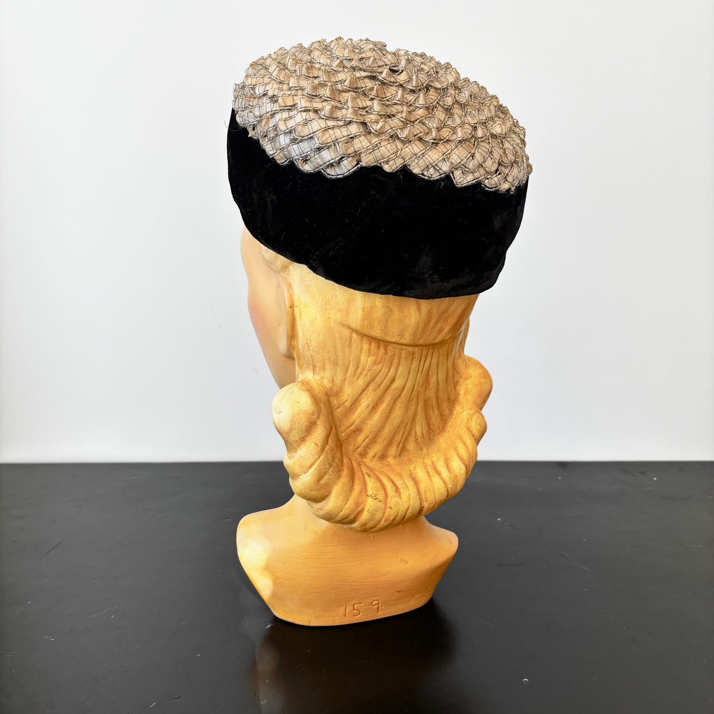1950s Velvet and Raffia Cossack Hat