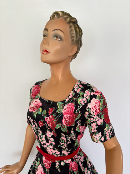 S/M | 1950s/60s Floral Cotton Dress Sissi Leninki