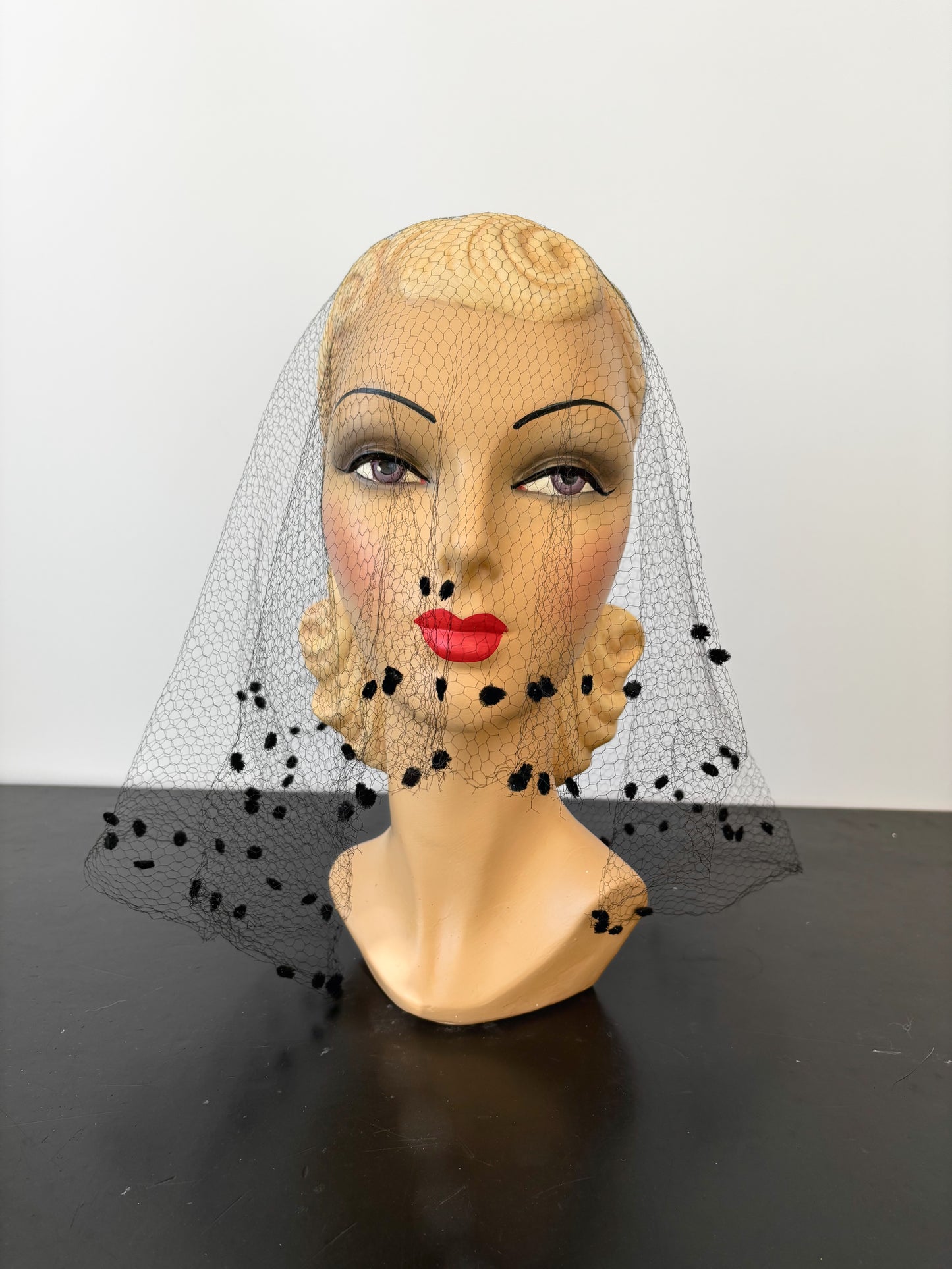 Vintage Velvet Dotted Birdcage Veil