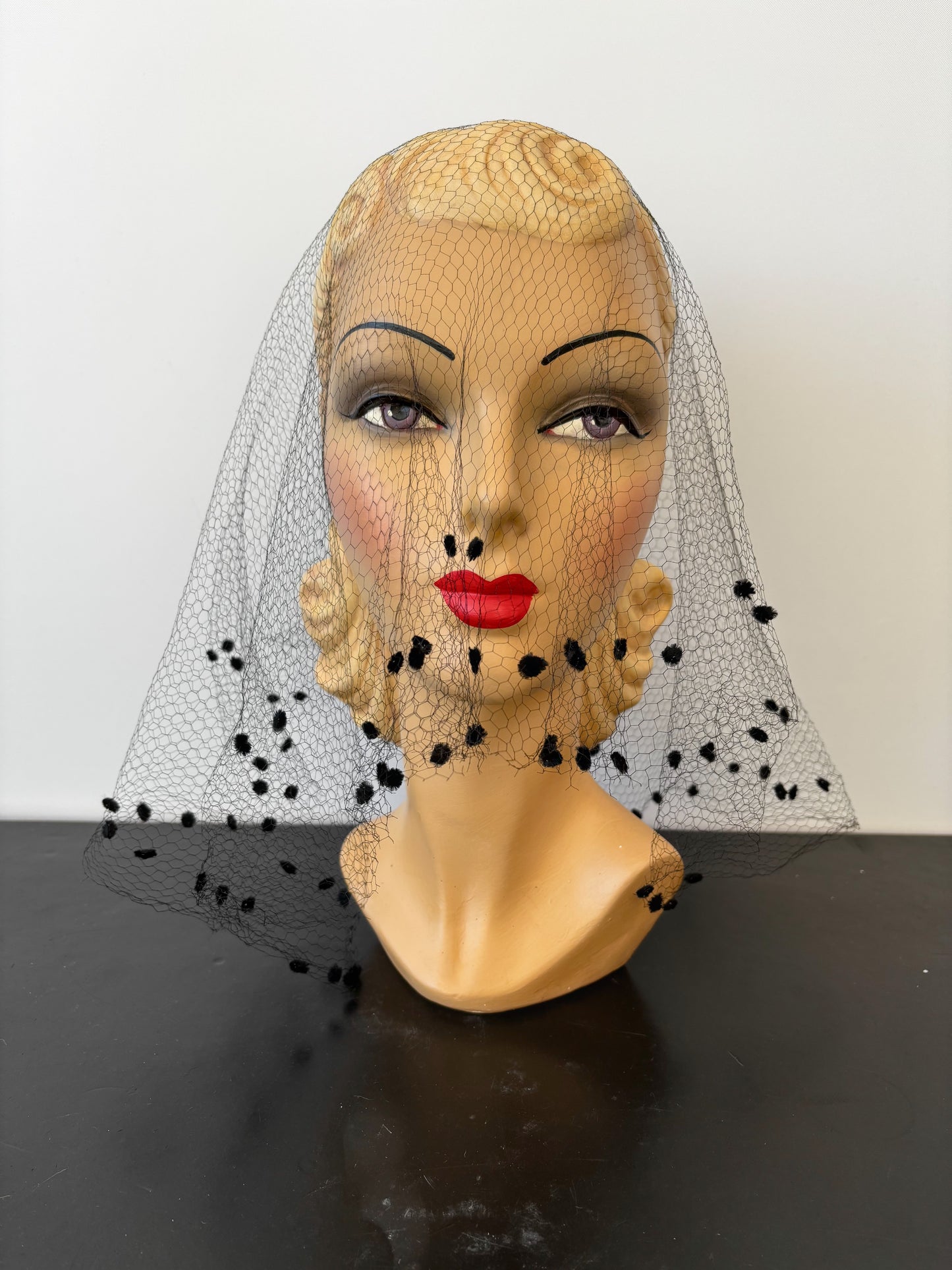 Vintage Velvet Dotted Birdcage Veil