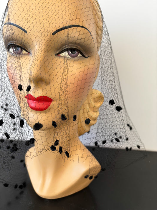 Vintage Velvet Dotted Birdcage Veil