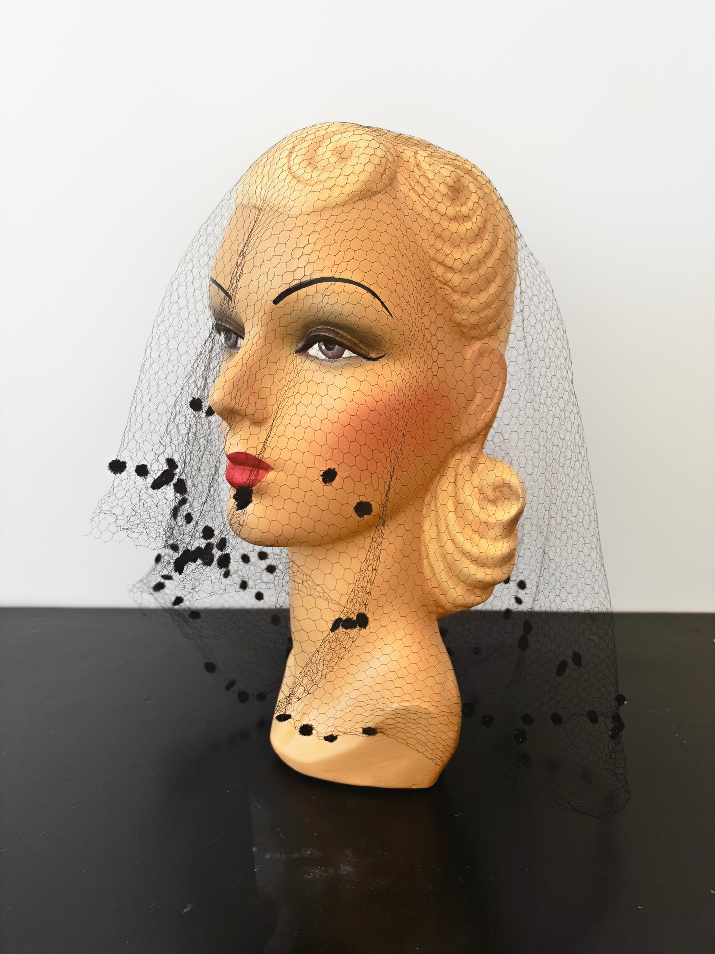 Vintage Velvet Dotted Birdcage Veil