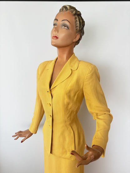 1940s Sacony Gabardine Suit | Jacket S/M, Skirt S