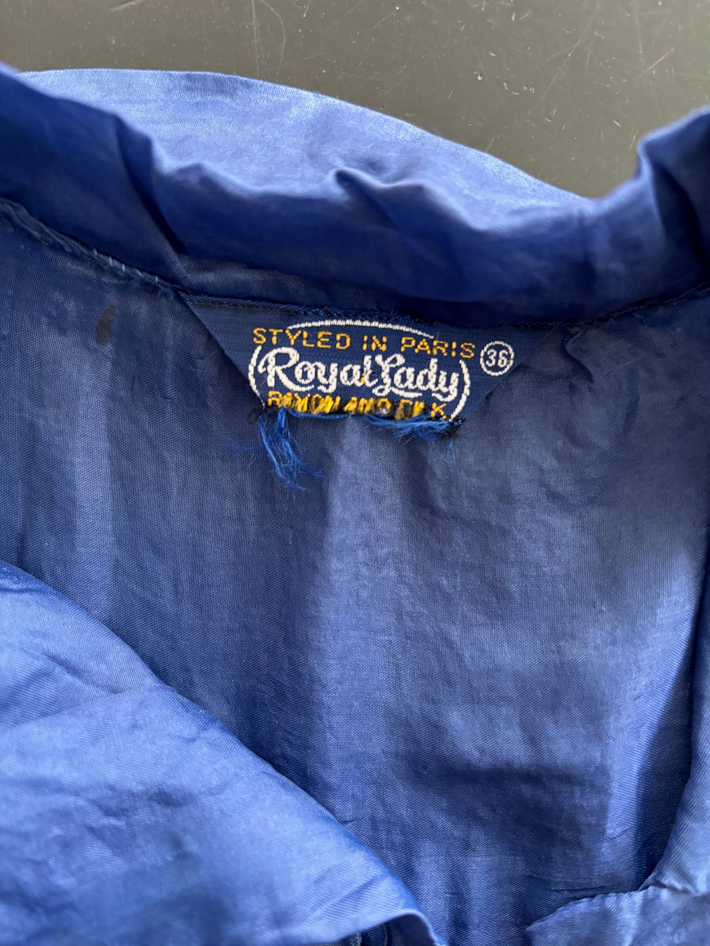 M | 1940s Navy Blue Silk Blouse – Royal Lady