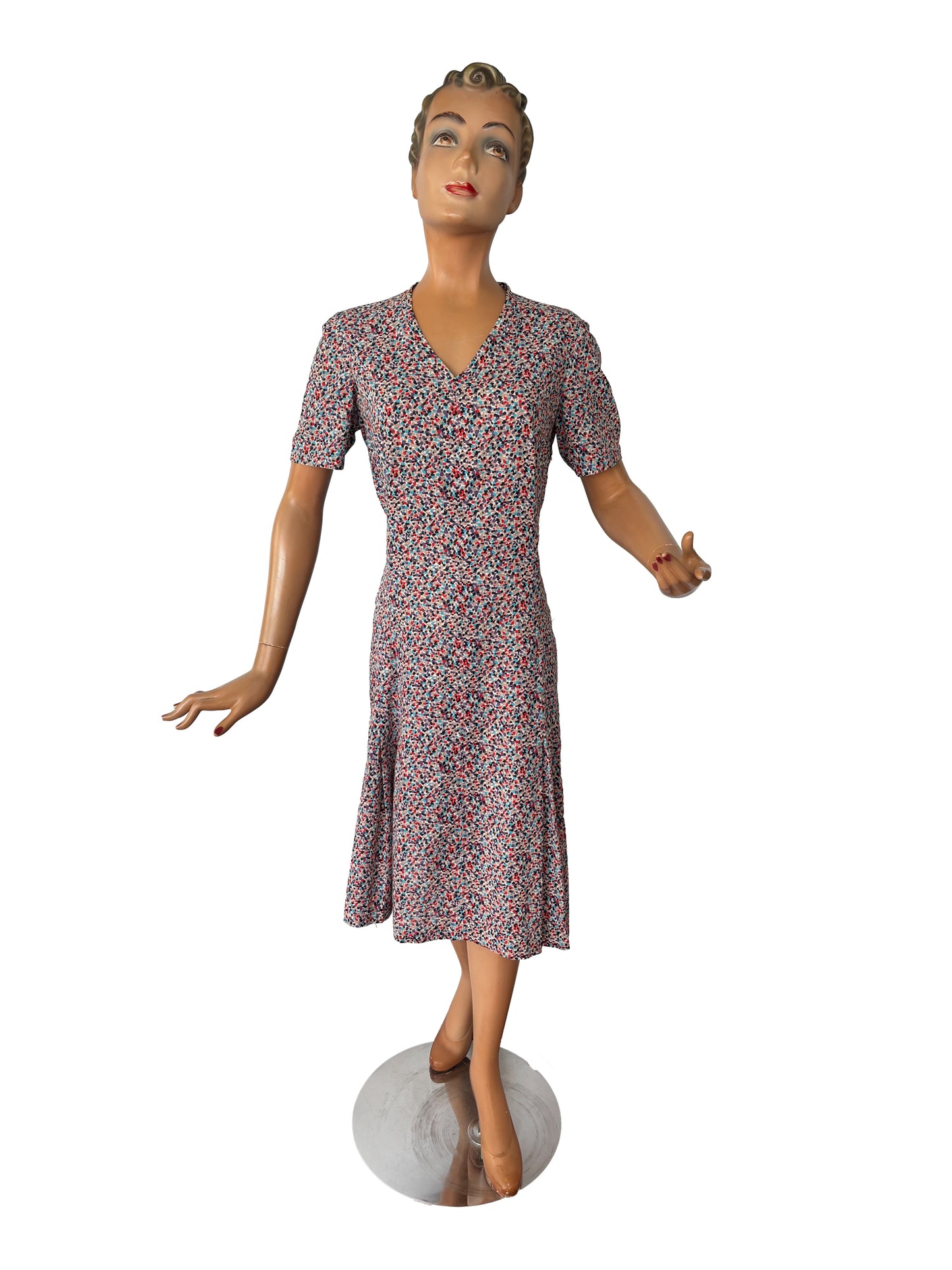 1950s Wool Crepe Confetti Dress | Medium/Large