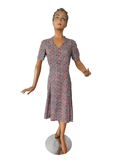 1950s Wool Crepe Confetti Dress | Medium/Large