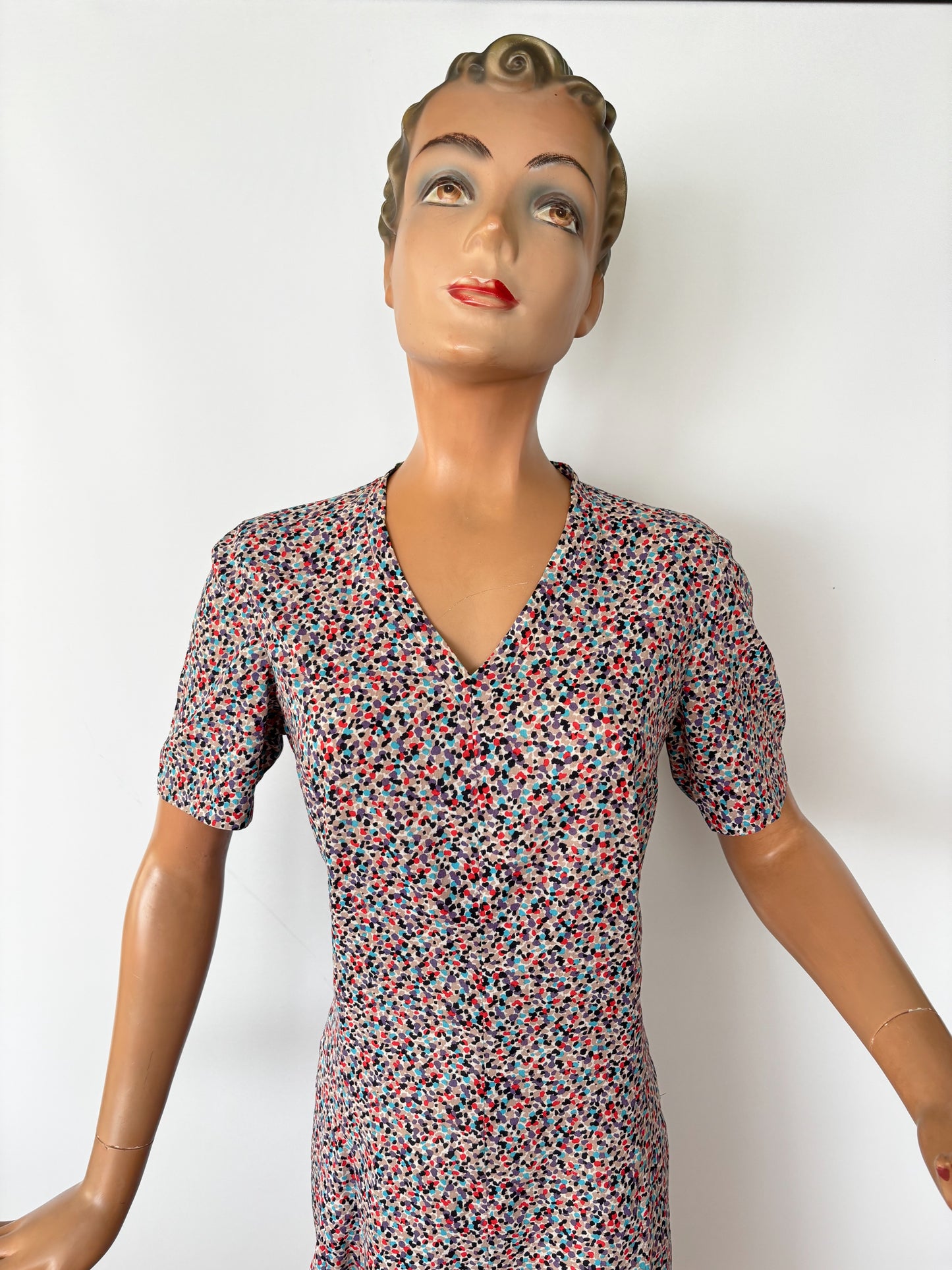 1950s Wool Crepe Confetti Dress | Medium/Large