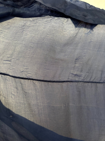 M | 1940s Navy Blue Silk Blouse – Royal Lady