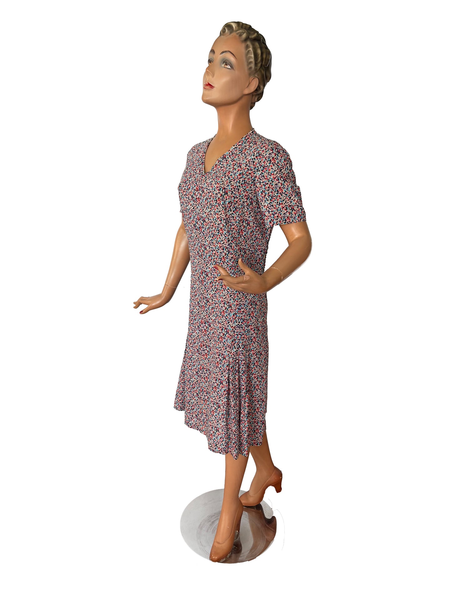 1950s Wool Crepe Confetti Dress | Medium/Large