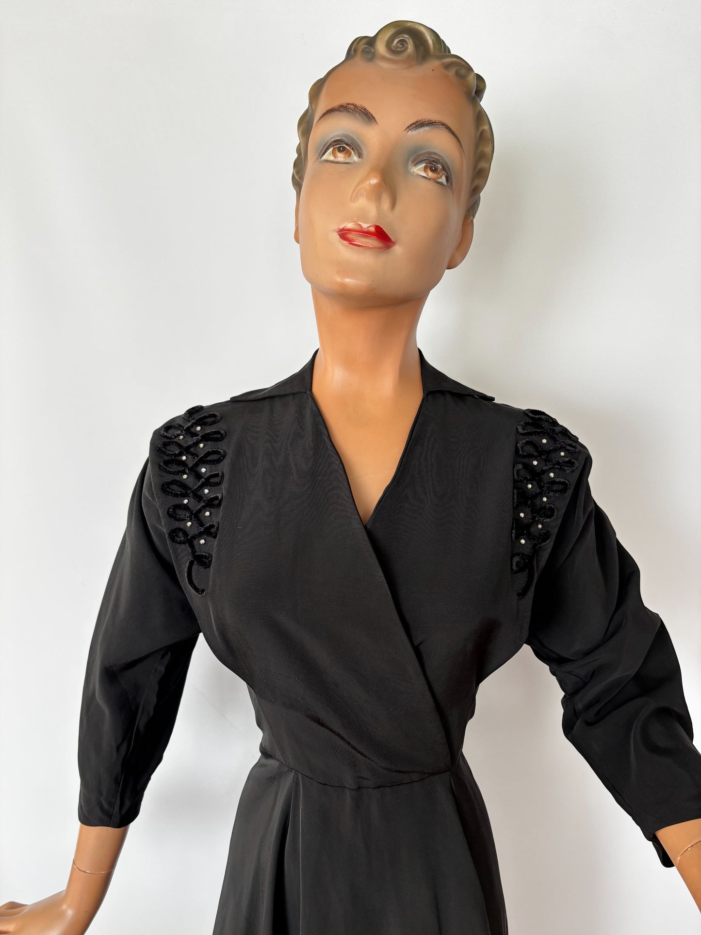 1940s/50s Ottoman Silk Soutache Dress | Large