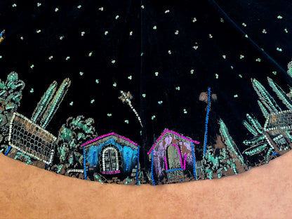 XS | 1950s Mexican Tourist Sequin Velvet Circle Skirt