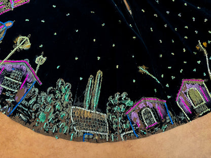 XS | 1950s Mexican Tourist Sequin Velvet Circle Skirt