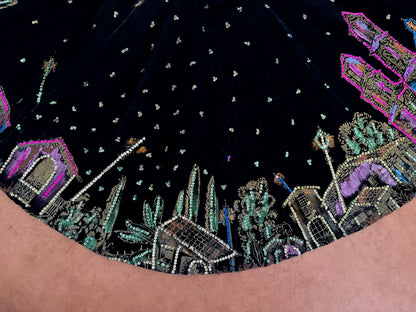 XS | 1950s Mexican Tourist Sequin Velvet Circle Skirt