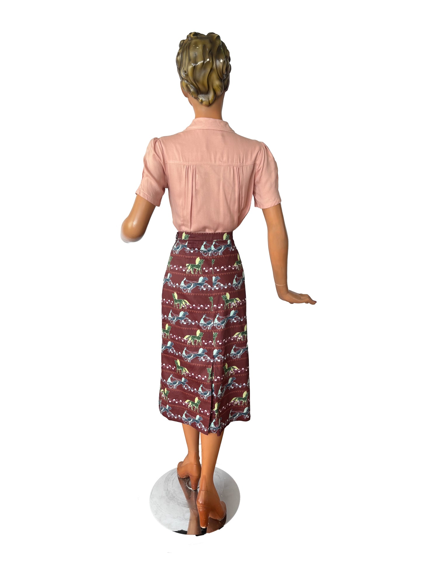 1950s Style Chariot Novelty Print Skirt | Small