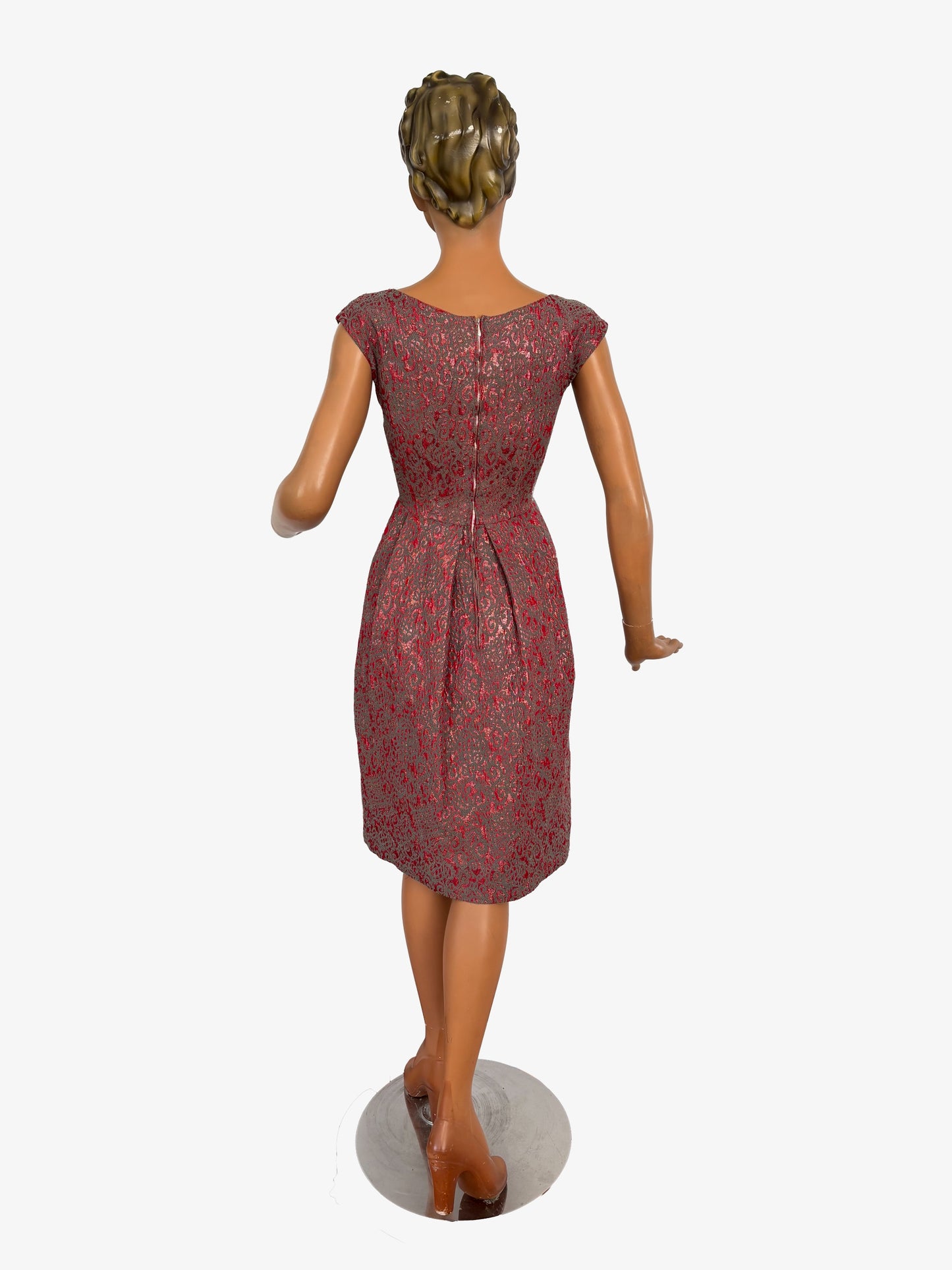 XXS | 1950s/60s Metallic Cocktail Dress With Statement Bow