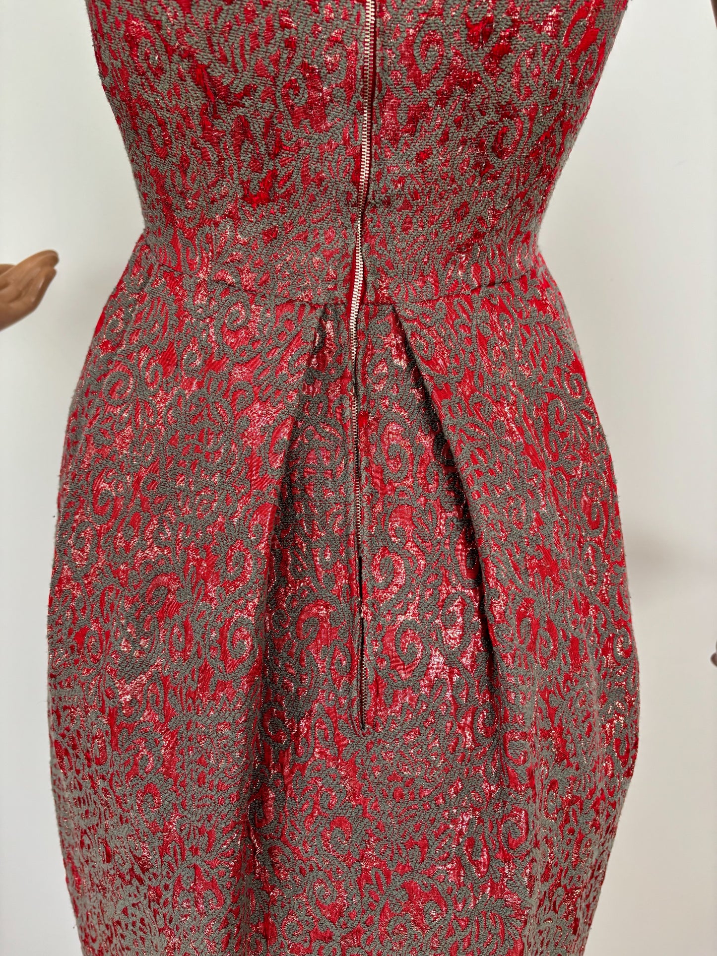 XXS | 1950s/60s Metallic Cocktail Dress With Statement Bow