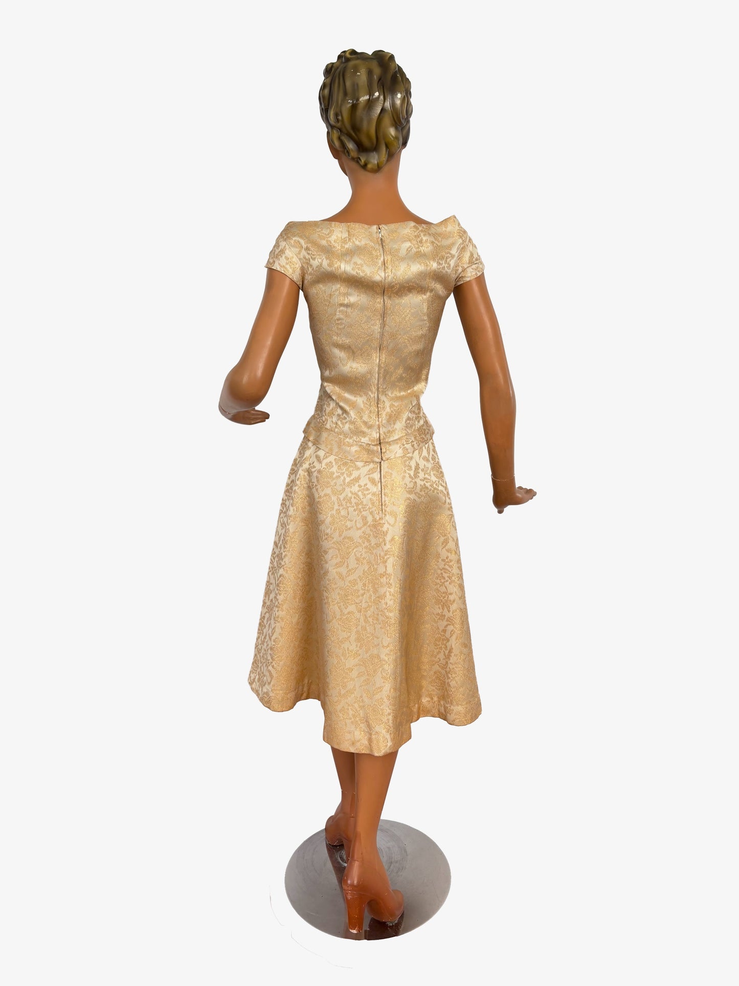 XS | 1950s Gold Brocade Dress