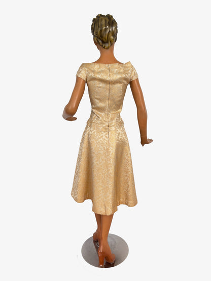 XS | 1950s Gold Brocade Dress