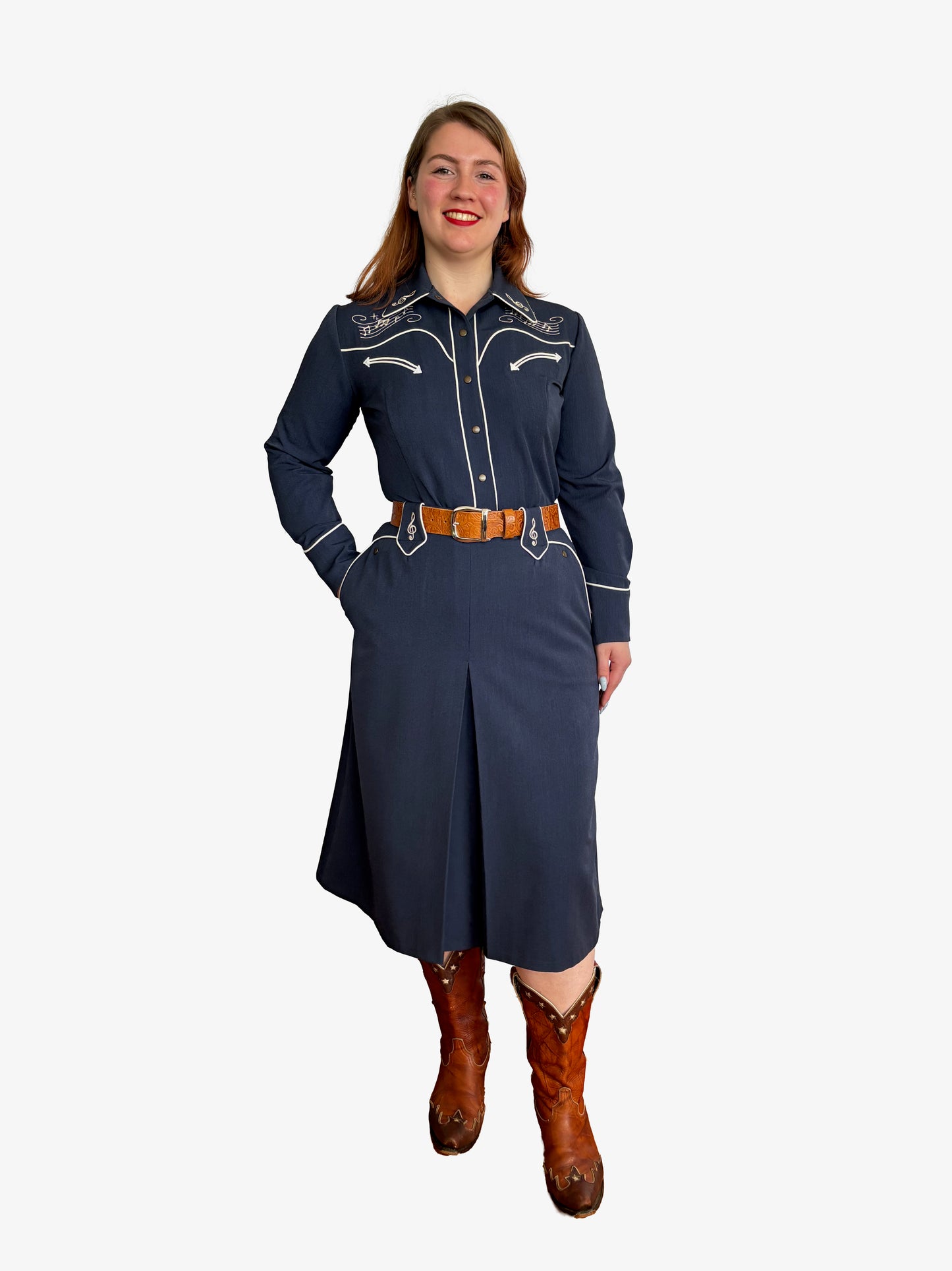 Lily-Mae 1940s Western Skirt Navy Blue - Made to Order