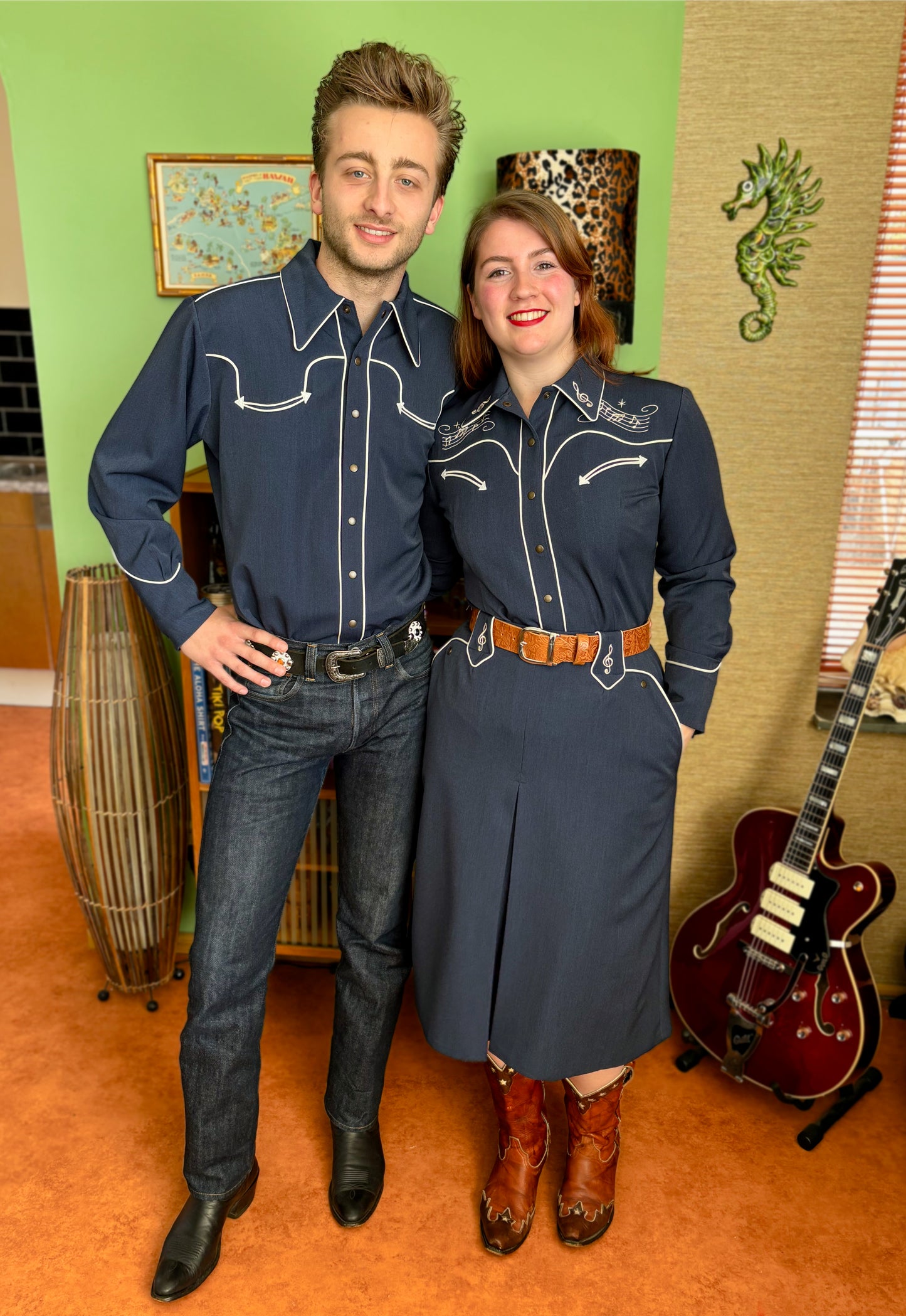 Lee Herren Westernhemd im 40er-Stil, Grün - Auf Bestellung