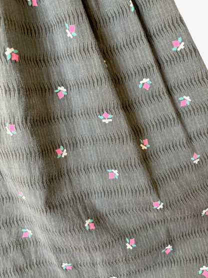 1950s Grey and Pink Flowers Skirt  |  S/M