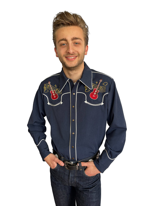 Lee 1940s Style Men's Western Shirt Blue - Made to Order