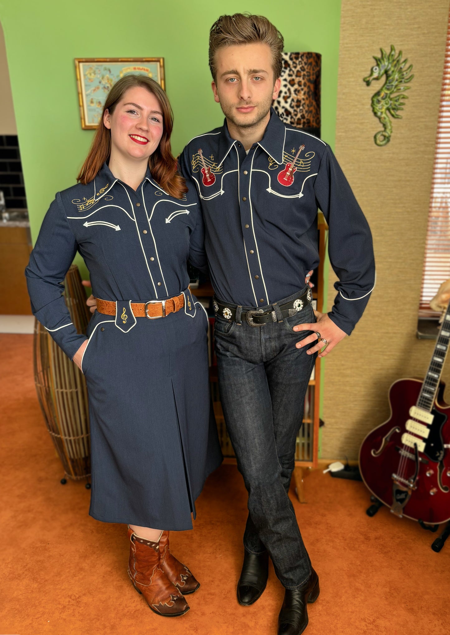Lee Herren Westernhemd im 40er-Stil, Grün - Auf Bestellung