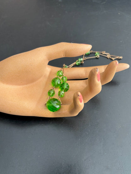 1920s/30s Art Deco Green Glass Bead Necklace