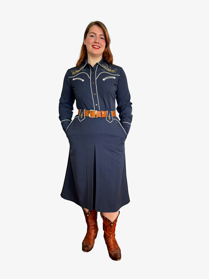 Lily-Mae 1940s Western Skirt Navy Blue - Made to Order