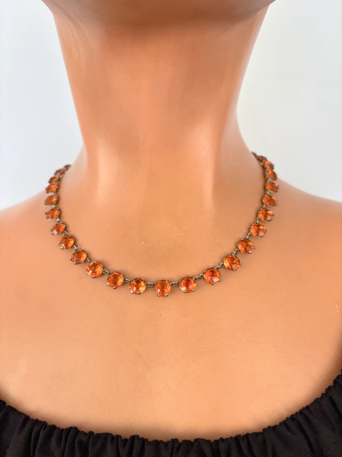 1930s Orange Rhinestone Necklace